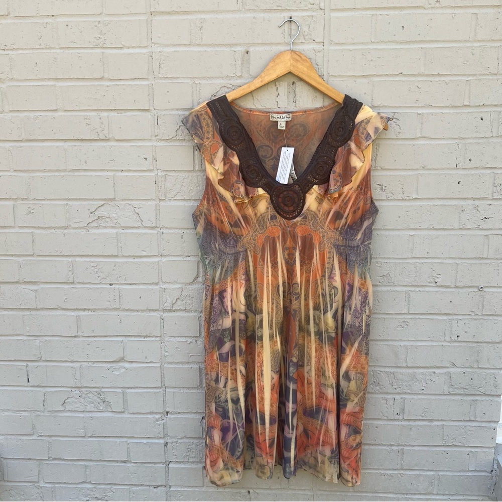 NWT Orange and brown tie-dye sleeveless Y2k dress